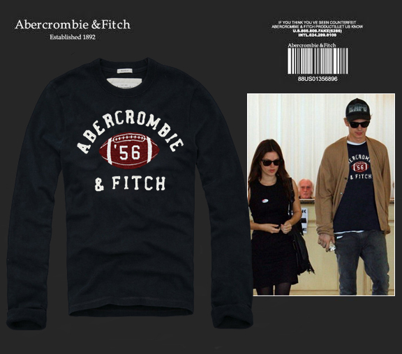 Abercrombie Fitch Hombres De Cuello Redondo Con Gente Fotos Largo Remera AF6139